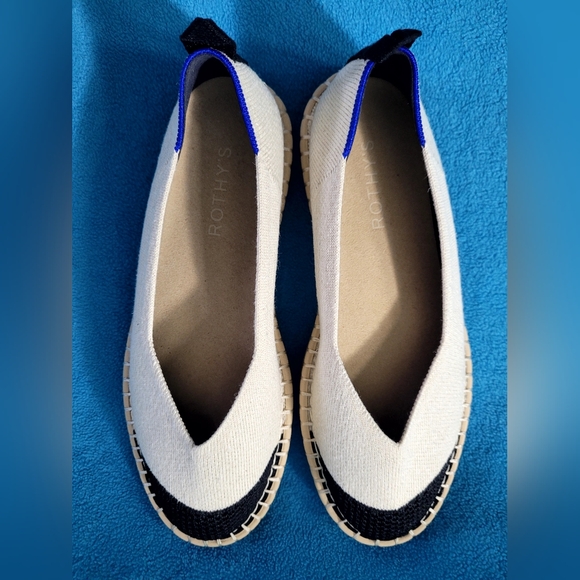 Rothys The Espadrille Boardwalk Womens Flats beige /Black Size 7 - Picture 2 of 12